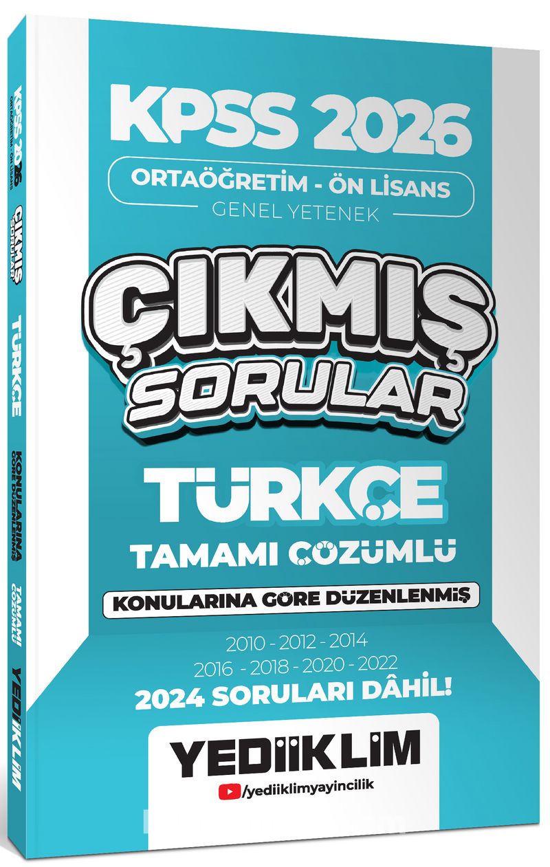 KPSS 2026 Ortaöğretim-Önlisans Türkçe Konularına Göre Çıkmış Sorular(2024 Soruları Dahil)