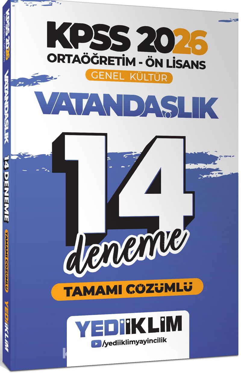 2026 KPSS Ortaöğretim Ön Lisans Genel Kültür Vatandaşlık Tamamı Çözümlü 14 Deneme