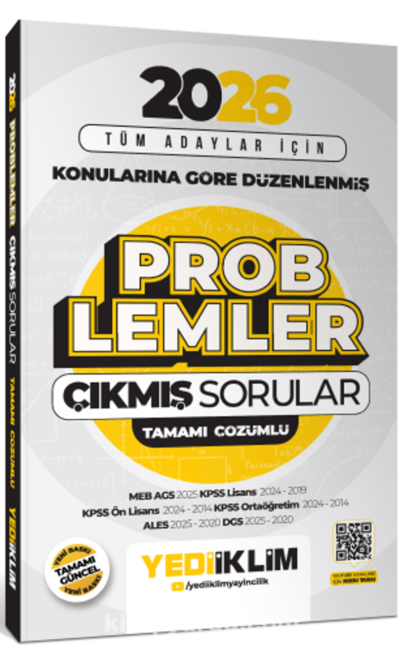 2026 Tüm Adaylar İçin Problemler Konularına Göre Düzenlenmiş Tamamı Çözümlü Çıkmış Sorular